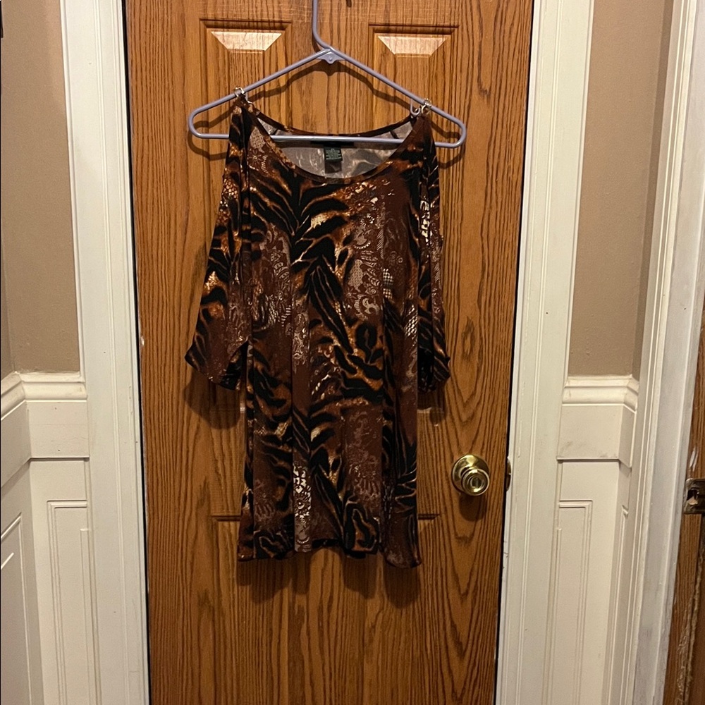 Suzie In The City Brown and Black Animal Print Blouse